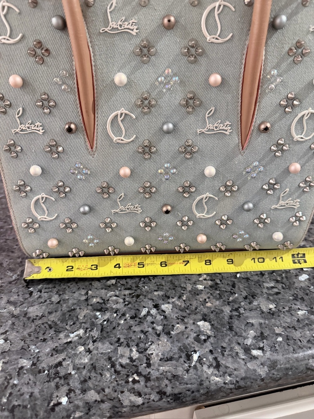 Christian Louboutin Light Blue Denim and Leather Paloma Tote with COA - Picture 10 of 12